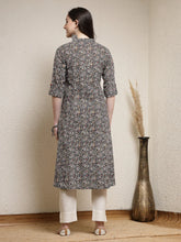 Women's Floral Printed Cotton A-Line Kurta-JUPITER